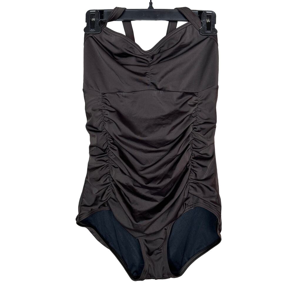 Land’s End Halter Swimsuit One-piece Brown Size 14